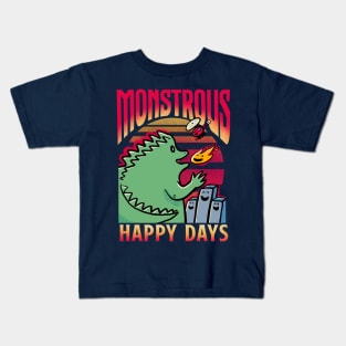 Monstrous Happy Godzilla Kids T-Shirt